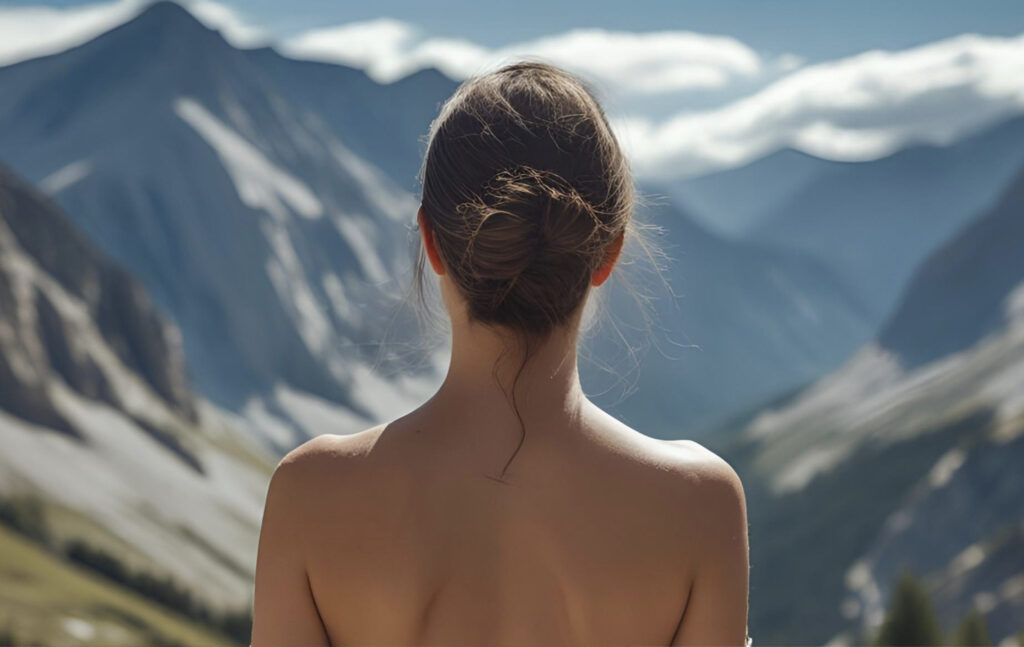 Femme dos nu en montagne