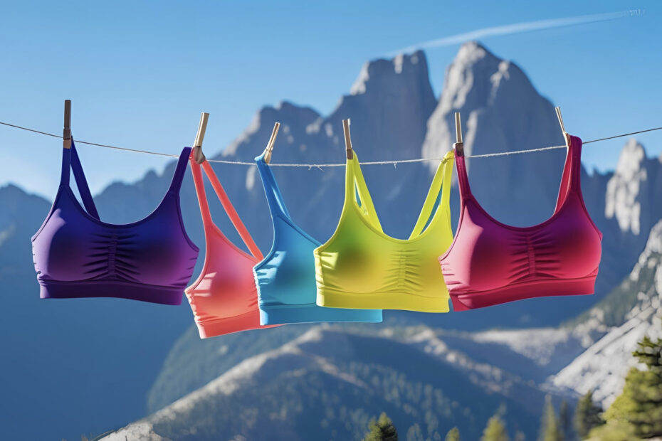 Fil à linge avec brassières de sport